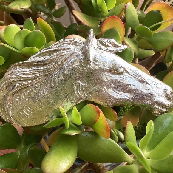 Vintage Outstanding Metal Statement Sized Horse Head Belt Buckle/Scarf Slide main image 8